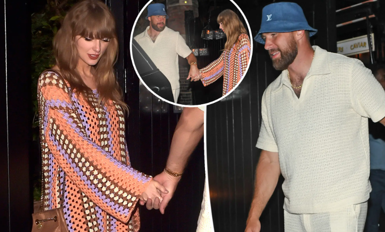 Taylor Swift Looks So ’70s in a Crochet Minidress for London Date With Travis Kelce