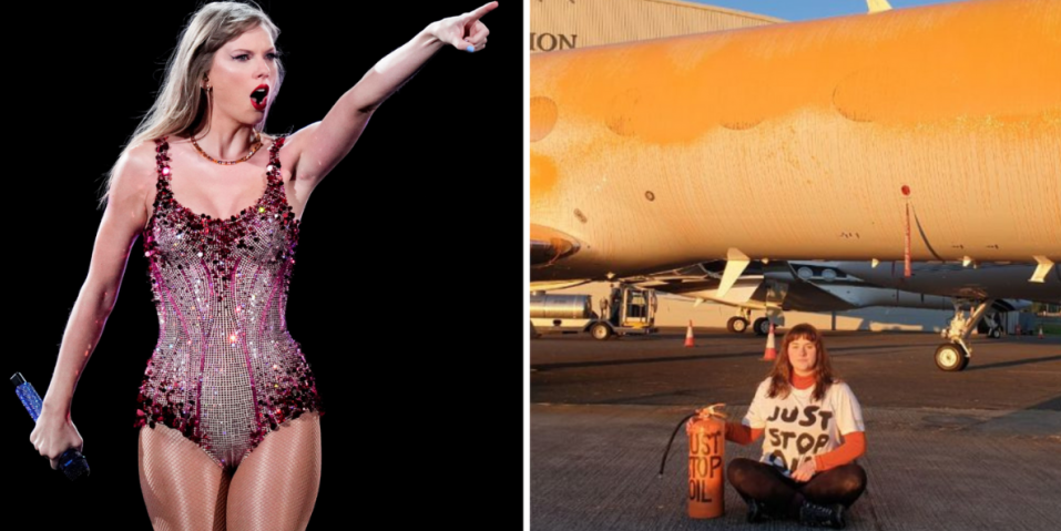 Just Stop Oil spray paint private jets and ‘target Taylor Swift’s plane’ at Stansted Airport