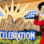 Dollywood best amusement park entrance with families enjoying rides and scenic Smoky Mountains in Tennessee
