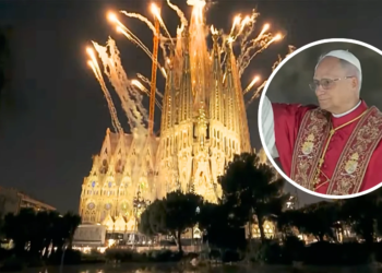 Fireworks Light Sky As Pope Leo Blesses World's Tallest Church