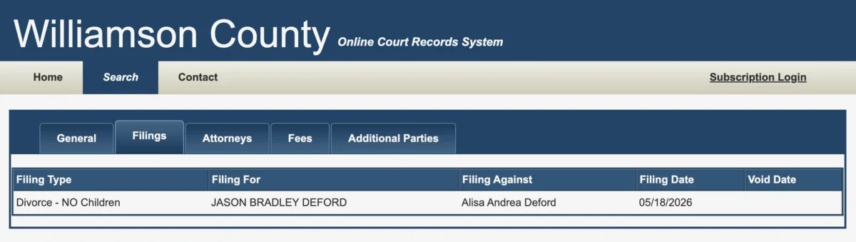 Williamson County Court records reveal Jelly Roll filed for divorce on May 18, 2026