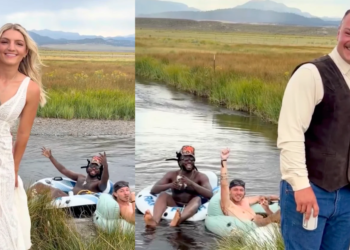Shaboozey surprises newlyweds with a float-by appearance at their wedding
