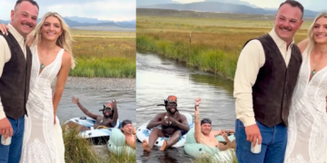 Shaboozey surprises newlyweds with a float-by appearance at their wedding