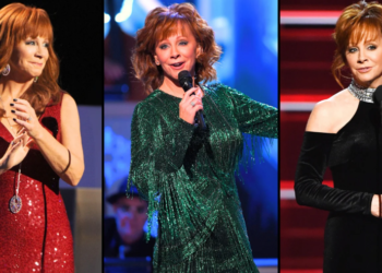 Reba McEntire wearing one of the iconic outfits featured in her charity auction