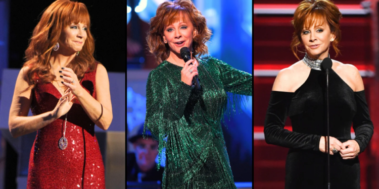 Reba McEntire wearing one of the iconic outfits featured in her charity auction